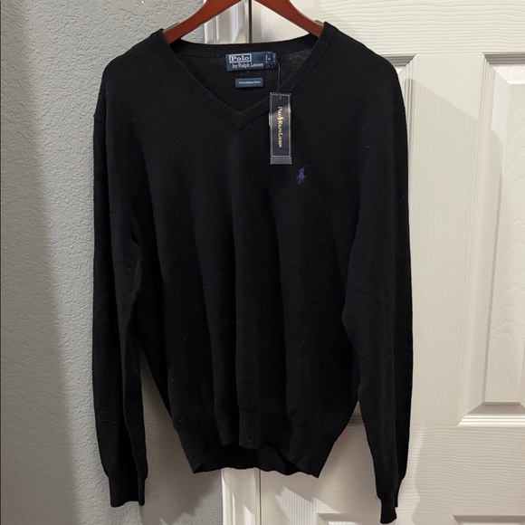 Polo Ralph Lauren Other - Polo Ralph Lauren v neck sweater men’s size large 100% merino wool purple pony